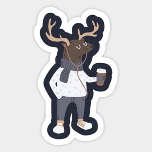 Hipster Deer Sticker